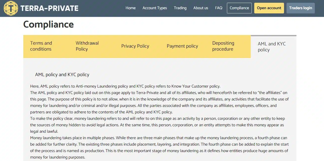Terra Private KYC and AML Complaince