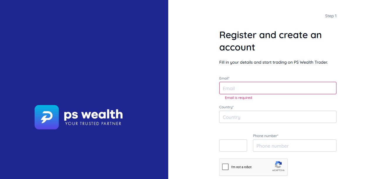 PS Wealth SignUp Page PS Wealth SignUp Page